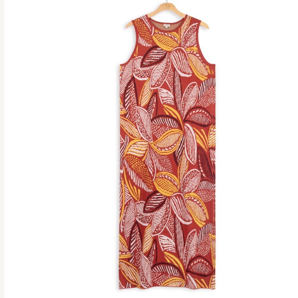 G RESORT Jacquard Midi Maxi Dress Size Large Sleeveless Knit Travel